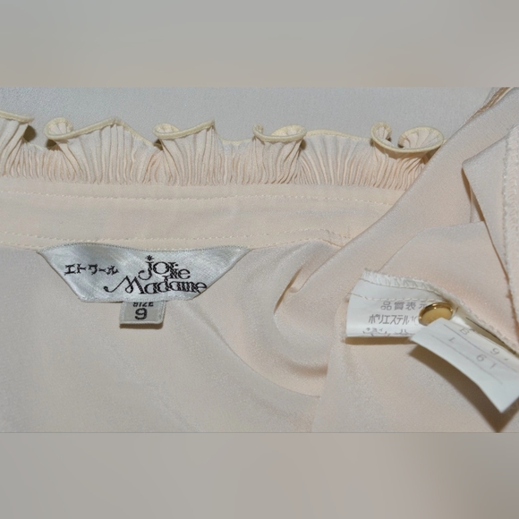 Vintage Ruffle Blouse Ivory JOLIE MADAME 1970s - Picture 4 of 4